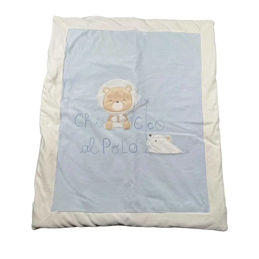 Chicco Baby Play Mat Cover Blue Bear Mouse Snap Closure Soft Padded Infant WP834